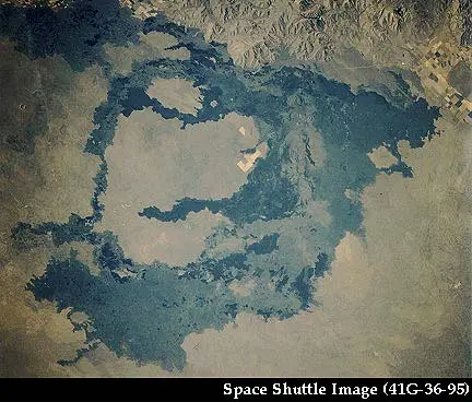 space shuttle image of Craters of the Moon lava field