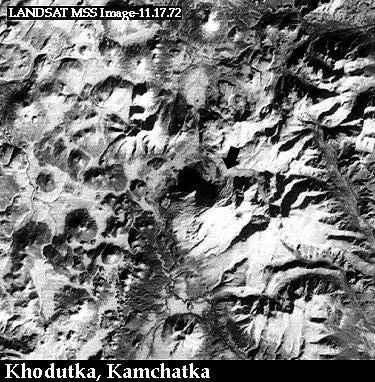 An ariel view of the Khodutka caldera