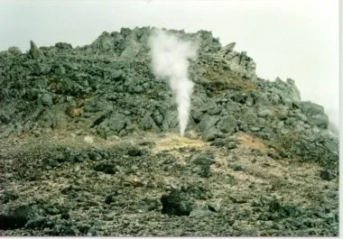 Steam escaping from a fumarole