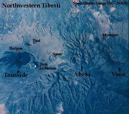 Labelled shuttle image of northwestern Tibesti