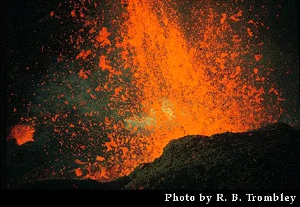 Piton de la Fournaise in full eruption.