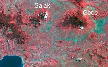 Birds eye view of both Salak and Gede mountains