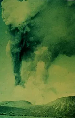 Plume of smoke rising from Taal eruption