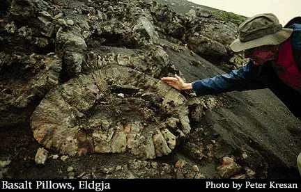 Large basalt pillows that were formed beneath a glacier