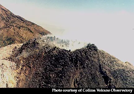 Close up photo of the smoking Colima dome