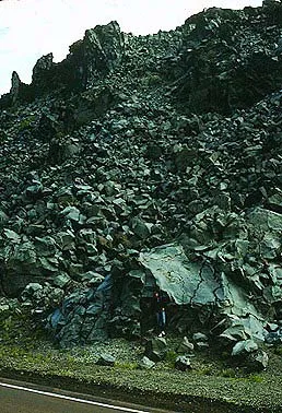 Tall pile of grey rocks