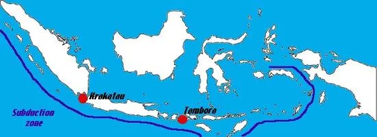 Simple map of Tembore and Krakatau