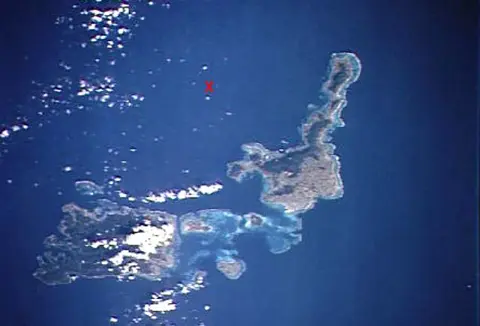 Location of Iriomate-Jima volcano marked by red X. (Photo credit to NASA and Global Volcanism Program)