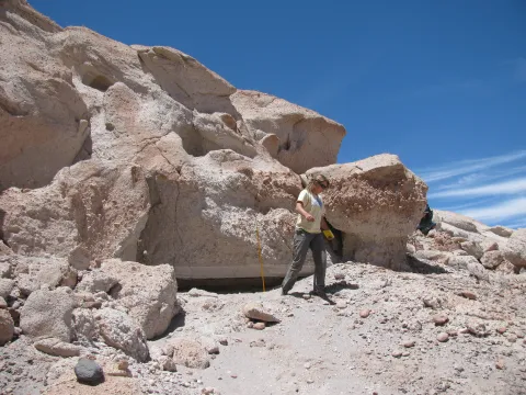 Image of LPII. Note the plinian fall deposit at the bottom of the section.