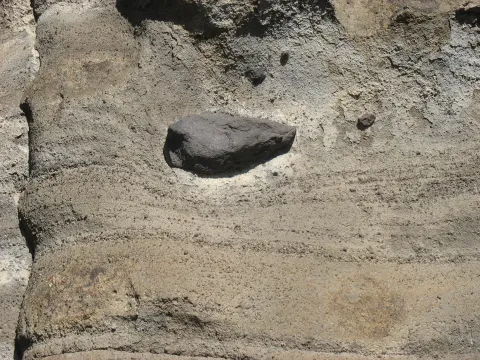 Bomb-sag in deposits from Hole in the Ground
