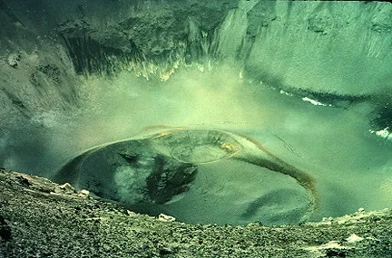 View of the cinder cone after the 1983 eruption