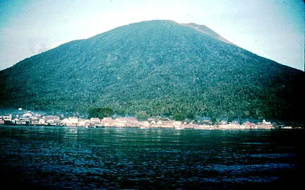 1,000 foot (300 m) tall plume and depositing a thin layer of ash on nearby villages