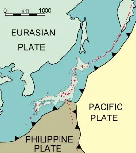 Figure: Japan lies at a triple Junction
