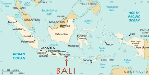 Map location of Bali in Indonesia (from art-export.com)