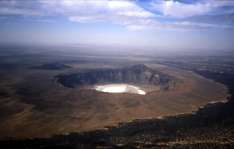 Picturesque view of Wabah maar from the sky