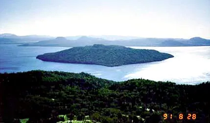 View across Lake Kutcharo to Nakajima island