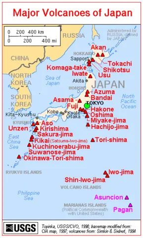 Major volcanoes of Japan